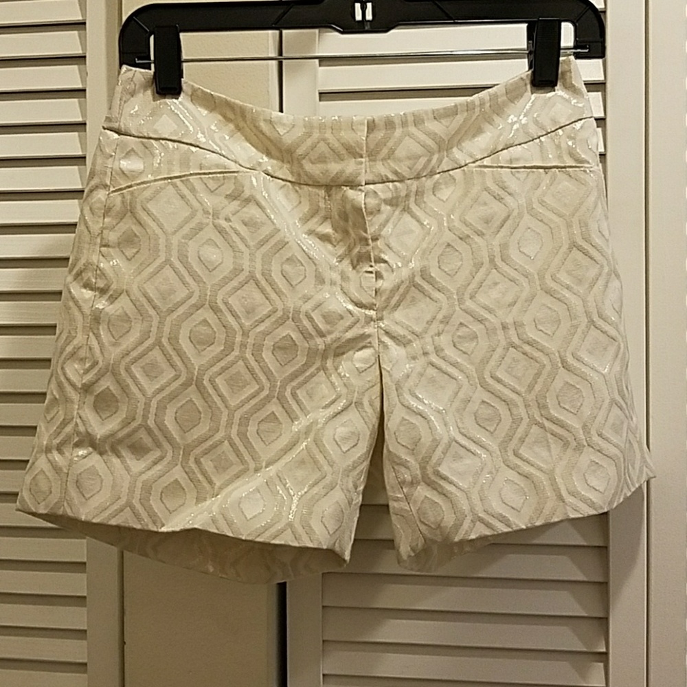 WHBM Cream-gold brocade shorts